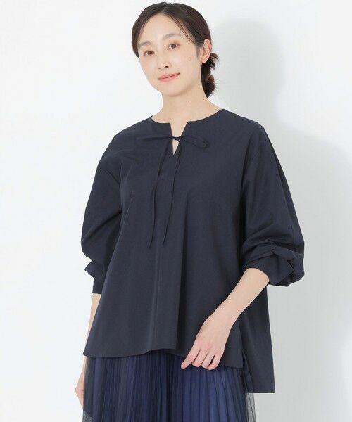 SANYO ESSENTIALS/サンヨーエッセンシャルズ リボンブラウス ネイビー3 38 SANYO ESSENTIALS/サンヨーエッセンシャルズ リボンブラウス ネイビー3 38