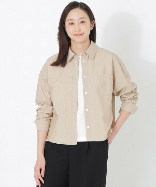 SANYO ESSENTIALS/サンヨーエッセンシャルズ ショートシャツ(無地) ベージュ1 38 SANYO ESSENTIALS/サンヨーエッセンシャルズ ショートシャツ(無地) ベージュ1 38