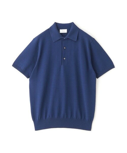 SANYO ESSENTIALS/サンヨーエッセンシャルズ コットンニットポロ ブルー6 46 SANYO ESSENTIALS/サンヨーエッセンシャルズ コットンニットポロ ブルー6 46