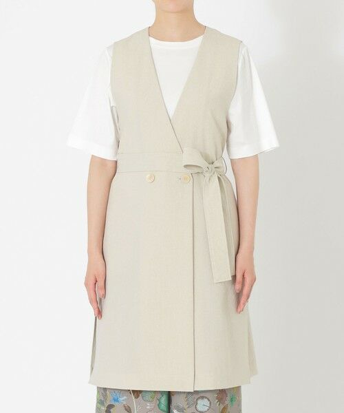 SANYO ESSENTIALS / サンヨーエッセンシャルズ ノーカラージャケット | ベルテッドロングジレ | 詳細3