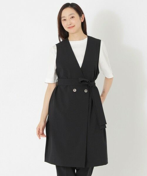 SANYO ESSENTIALS / サンヨーエッセンシャルズ ノーカラージャケット | ベルテッドロングジレ | 詳細1