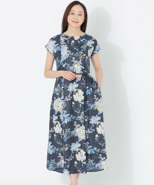 SANYO ESSENTIALS/サンヨーエッセンシャルズ 【HAIBARA】プリントワンピース ネイビー3 38 SANYO ESSENTIALS/サンヨーエッセンシャルズ 【HAIBARA】プリントワンピース ネイビー3 38