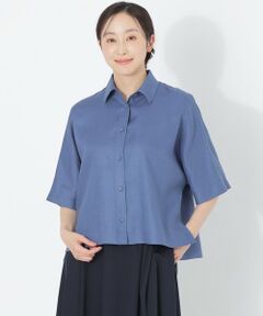 SANYO ESSENTIALS / サンヨーエッセンシャルズ シャツ・ブラウス | カラーリネンハーフスリーブシャツ