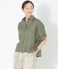 SANYO ESSENTIALS / サンヨーエッセンシャルズ シャツ・ブラウス | カラーリネンハーフスリーブシャツ