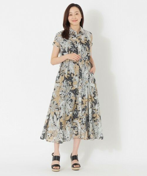 マロンプランテーション +デサント　ワンピース ドットフラワープリントワンピース （ロング・マキシ丈