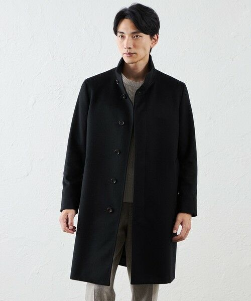 SANYO ESSENTIALS/サンヨーエッセンシャルズ <Rain Wool>スタンドカラーコート ブラック1 M1 SANYO ESSENTIALS/サンヨーエッセンシャルズ <Rain Wool>スタンドカラーコート ブラック1 M1