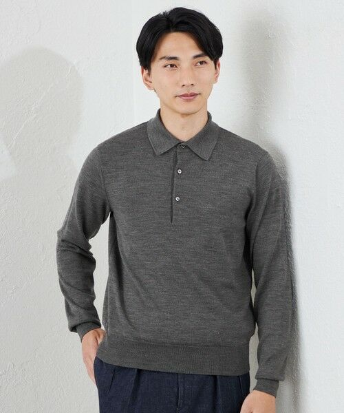 SANYO ESSENTIALS/サンヨーエッセンシャルズ 14Gメリノウールポロ チャコールグレー1 48 SANYO ESSENTIALS/サンヨーエッセンシャルズ 14Gメリノウールポロ チャコールグレー1 48