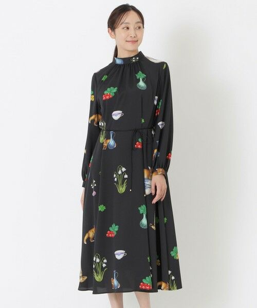 SANYO ESSENTIALS/サンヨーエッセンシャルズ 【AIKO FUKUDAコラボ】FIKAプリントワンピース ブラック1 38 SANYO ESSENTIALS/サンヨーエッセンシャルズ 【AIKO FUKUDAコラボ】FIKAプリントワンピース ブラック1 38