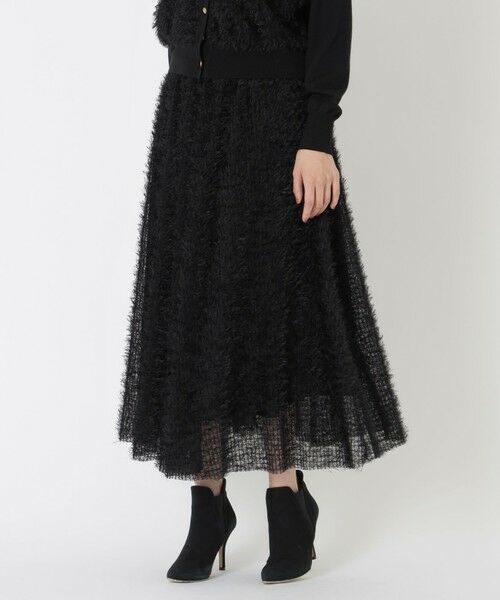 SANYO ESSENTIALS/サンヨーエッセンシャルズ フェザーチュールスカート ブラック1 38 SANYO ESSENTIALS/サンヨーエッセンシャルズ フェザーチュールスカート ブラック1 38