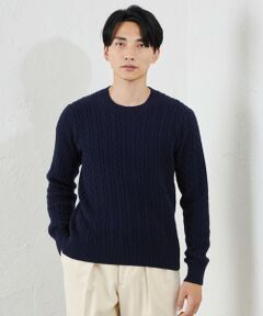 SANYO ESSENTIALS / サンヨーエッセンシャルズ ニット・セーター | カシミヤクルーネックケーブル