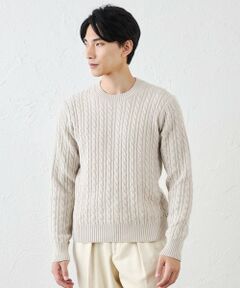 SANYO ESSENTIALS / サンヨーエッセンシャルズ ニット・セーター | カシミヤクルーネックケーブル