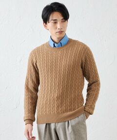 SANYO ESSENTIALS / サンヨーエッセンシャルズ ニット・セーター | カシミヤクルーネックケーブル