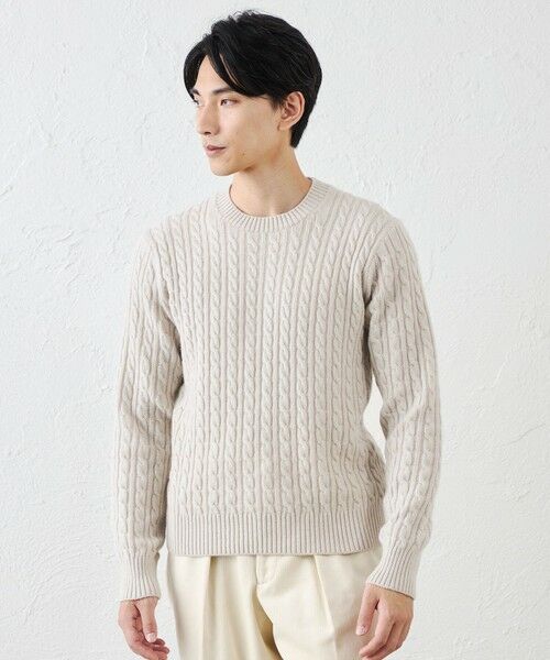 SANYO ESSENTIALS/サンヨーエッセンシャルズ カシミヤクルーネックケーブル ベージュ1 48
