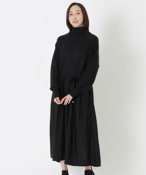 SANYO ESSENTIALS/サンヨーエッセンシャルズ ウールニットワンピース ブラック1 36