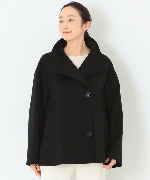SANYO ESSENTIALS/サンヨーエッセンシャルズ <Rain Wool>スタンドカラー ショートコート ブラック1 38 SANYO ESSENTIALS/サンヨーエッセンシャルズ <Rain Wool>スタンドカラー ショートコート ブラック1 38