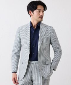 SANYO ESSENTIALS / サンヨーエッセンシャルズ ノーカラージャケット | ウール＆コットン シアーサッカージャケット