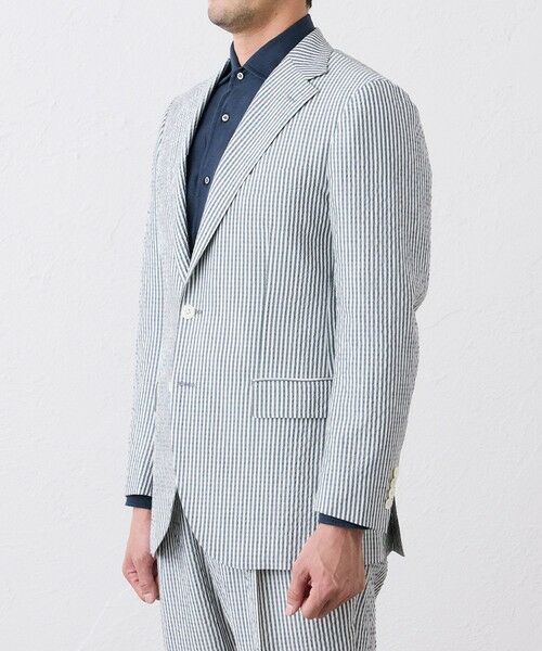 SANYO ESSENTIALS / サンヨーエッセンシャルズ ノーカラージャケット | ウール＆コットン シアーサッカージャケット | 詳細4