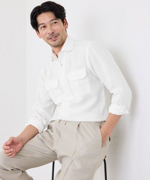 SANYO ESSENTIALS / サンヨーエッセンシャルズ シャツ・ブラウス | リネンワンピースカラーシャツ(オフホワイト1)