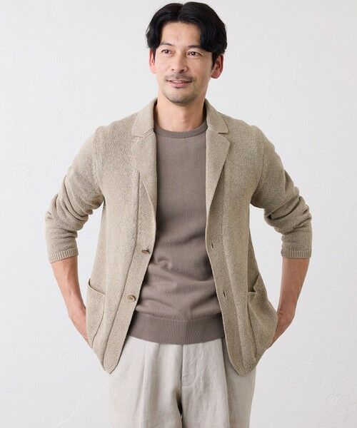 SANYO ESSENTIALS / サンヨーエッセンシャルズ ニット・セーター | 和紙ニットジャケット（ベージュ1）