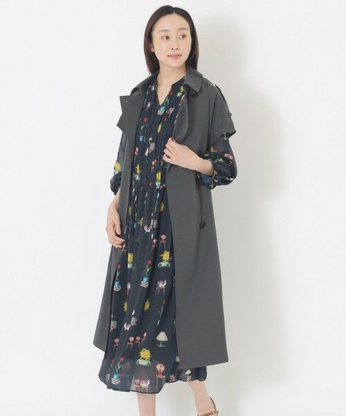 SANYO ESSENTIALS / サンヨーエッセンシャルズ ロング・マキシ丈ワンピース | 【AIKO FUKUDAコラボ】プリントワンピース（ネイビー3）