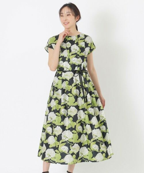 SANYO ESSENTIALS / サンヨーエッセンシャルズ ロング・マキシ丈ワンピース | 【予約販売】【HAIBARA】プリントワンピース（ブラック1）