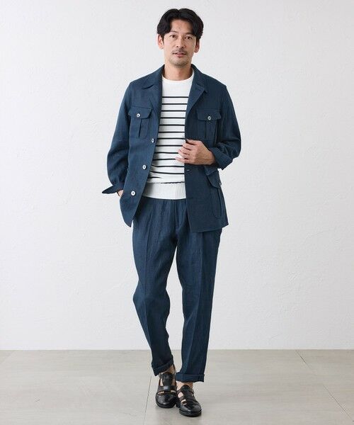 SANYO ESSENTIALS / サンヨーエッセンシャルズ ブルゾン | リネンサファリジャケット | 詳細1