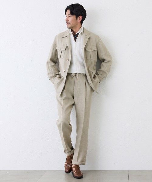 SANYO ESSENTIALS / サンヨーエッセンシャルズ ブルゾン | リネンサファリジャケット | 詳細2