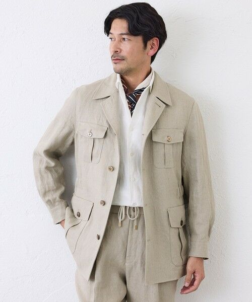 SANYO ESSENTIALS / サンヨーエッセンシャルズ ブルゾン | リネンサファリジャケット（ベージュ1）