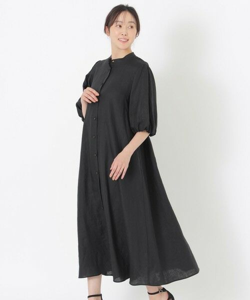 SANYO ESSENTIALS / サンヨーエッセンシャルズ ロング・マキシ丈ワンピース | リネンワンピース（ブラック1）