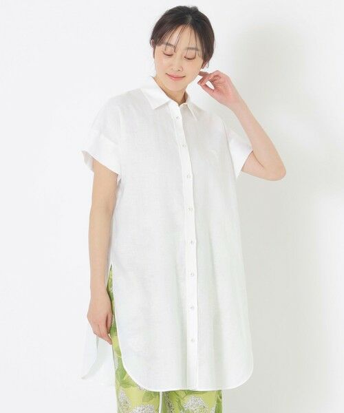 SANYO ESSENTIALS / サンヨーエッセンシャルズ シャツ・ブラウス | リネンチュニック（ホワイト1）