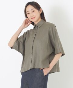 SANYO ESSENTIALS / サンヨーエッセンシャルズ シャツ・ブラウス | カラーリネンハーフスリーブシャツ