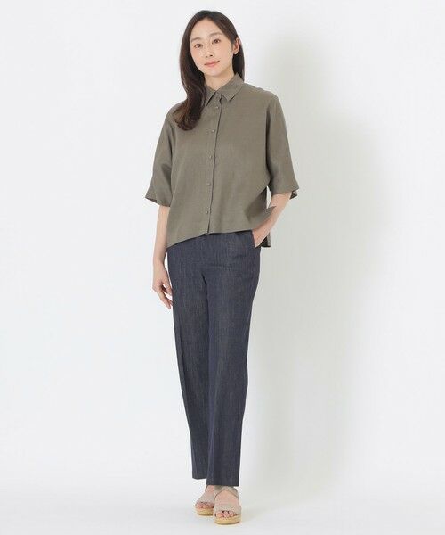 SANYO ESSENTIALS / サンヨーエッセンシャルズ シャツ・ブラウス | カラーリネンハーフスリーブシャツ | 詳細3