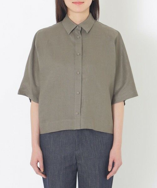 SANYO ESSENTIALS / サンヨーエッセンシャルズ シャツ・ブラウス | カラーリネンハーフスリーブシャツ | 詳細5
