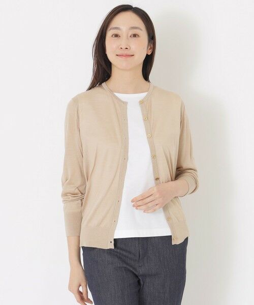 SANYO ESSENTIALS / サンヨーエッセンシャルズ ニット・セーター | シアーシルクカーディガン（ベージュ1）
