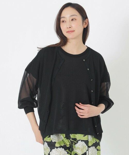 SANYO ESSENTIALS / サンヨーエッセンシャルズ ニット・セーター | 【一部予約販売】シアーカーディガン（ブラック1）