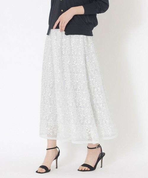 SANYO ESSENTIALS / サンヨーエッセンシャルズ ロング・マキシ丈スカート | レーススカート（ホワイト1）