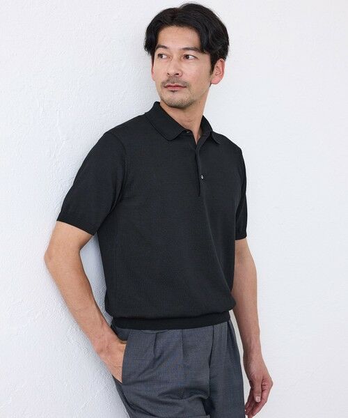 SANYO ESSENTIALS / サンヨーエッセンシャルズ ニット・セーター | 【一部予約販売】ハイツイストニットポロ（ブラック1）