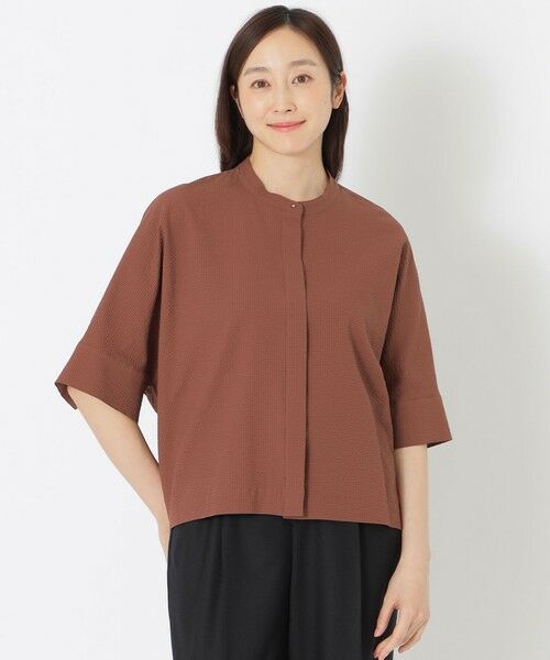 SANYO ESSENTIALS / サンヨーエッセンシャルズ シャツ・ブラウス | サッカーコクーンブラウス（ブラウン2）