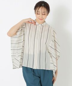 SANYO ESSENTIALS / サンヨーエッセンシャルズ シャツ・ブラウス | ランダムストライプバンドカラーブラウス