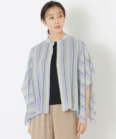 SANYO ESSENTIALS / サンヨーエッセンシャルズ シャツ・ブラウス | ランダムストライプバンドカラーブラウス