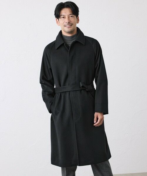 SANYO ESSENTIALS / サンヨーエッセンシャルズ その他アウター | 【WEB先行予約販売】＜Premium Rain Wool＞ベルテッドバルマカーンコート（ブラック1）