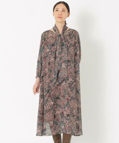 SANYO ESSENTIALS / サンヨーエッセンシャルズ ロング・マキシ丈ワンピース | シアーオリジナルプリント ストールワンピース