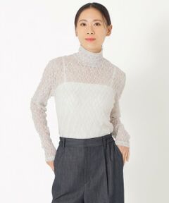 SANYO ESSENTIALS / サンヨーエッセンシャルズ カットソー | フラワーレース ハイネックプルオーバー