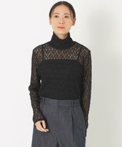 SANYO ESSENTIALS / サンヨーエッセンシャルズ カットソー | フラワーレース ハイネックプルオーバー