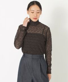 SANYO ESSENTIALS / サンヨーエッセンシャルズ カットソー | フラワーレース ハイネックプルオーバー