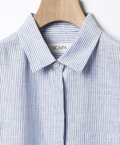 セール ソルビアッティストライプリネンワンピース ドレス Scapa Lサイズ スキャパエルサイズ ファッション通販 タカシマヤファッションスクエア