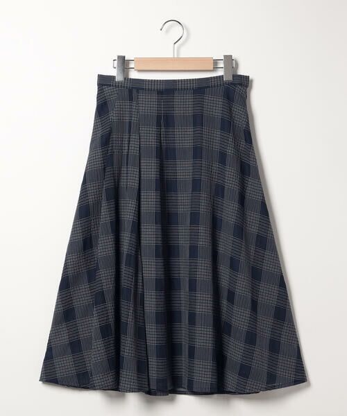 SCAPA Lサイズ / スキャパエルサイズ ミニ・ひざ丈スカート | シアーチェックスカート（ネイビー）