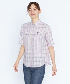 リネンチェックブラウスシャツブラウス