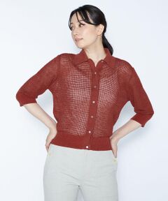 シアーリネンニットカーディガン