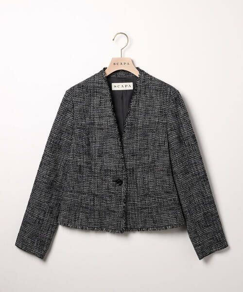 SCAPA Lサイズ/スキャパエルサイズ スラブツィードジャケット ブラック 44 SCAPA Lサイズ/スキャパエルサイズ スラブツィードジャケット ブラック 44